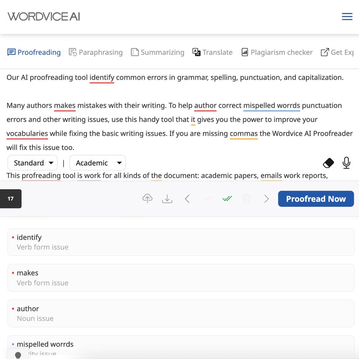 Wordvice main interface