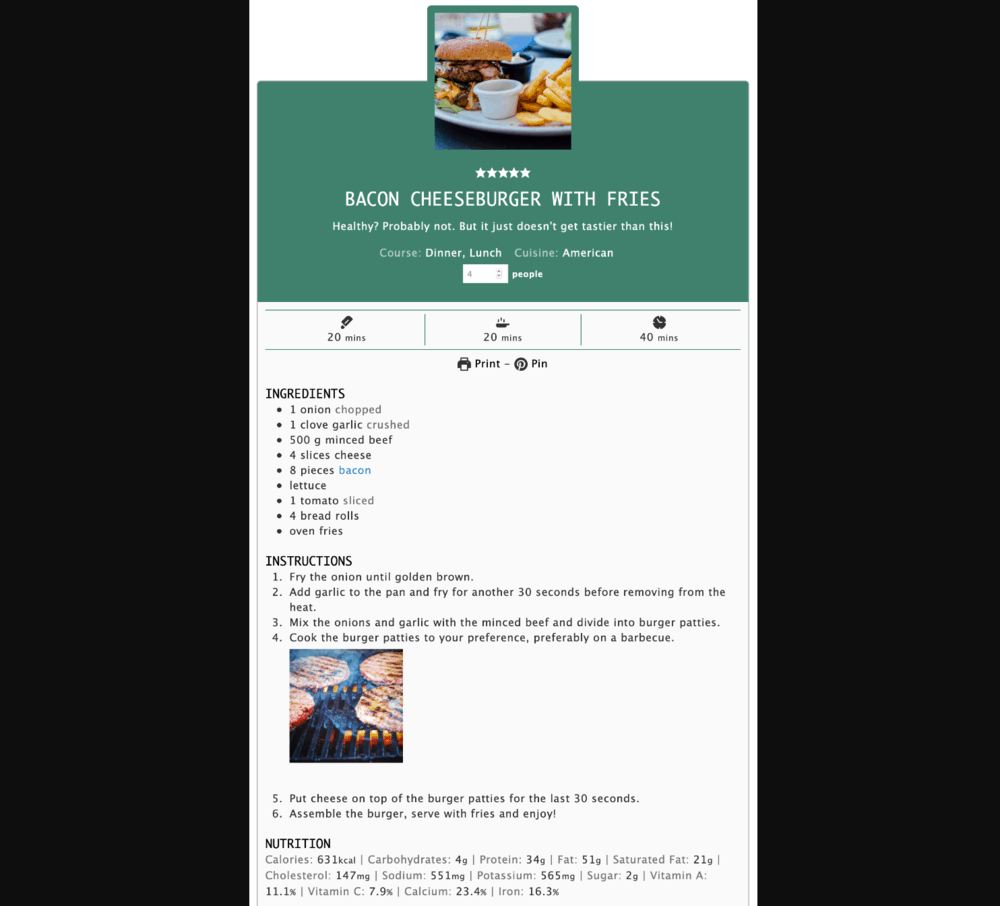 WP Recipe Maker Compact Template