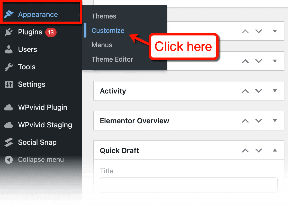 WP Theme Customize Menu