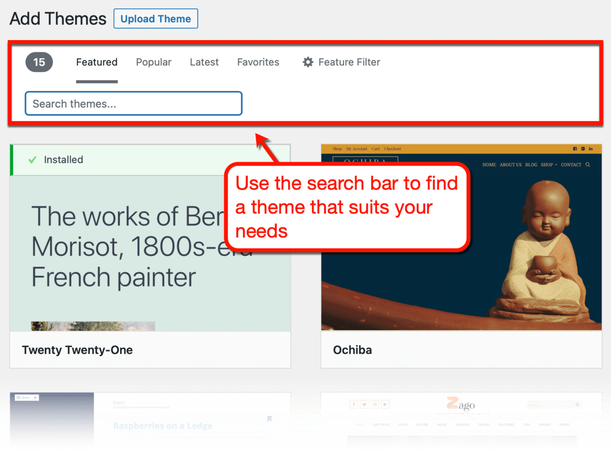 WP Built-in Theme Search Bar