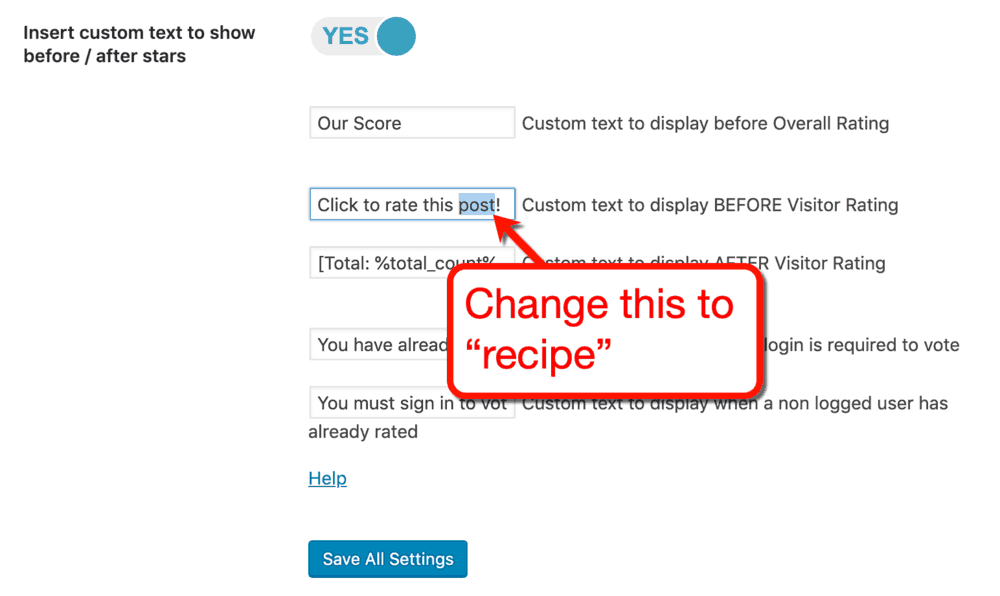 Yasr Insert Custom Text