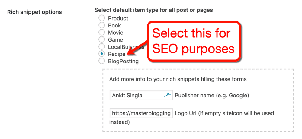Yasr Rich Snippet Options