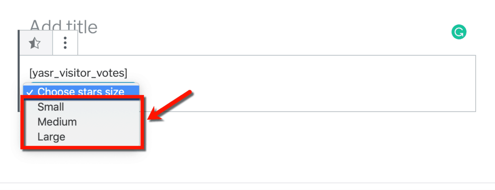 Yasr Star Ratings Size