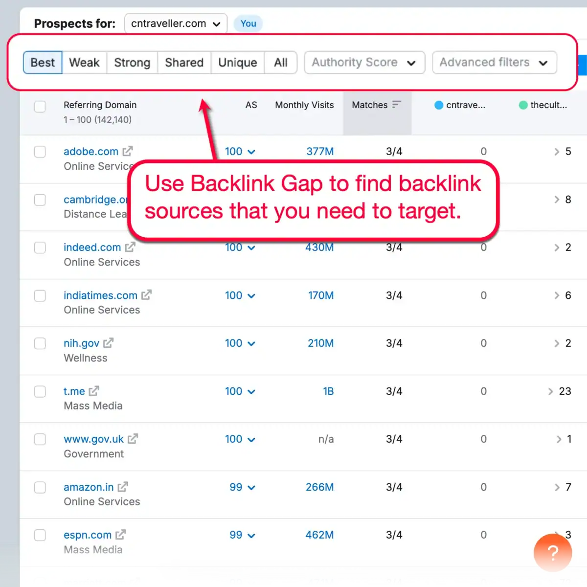 Backlink Gap Report