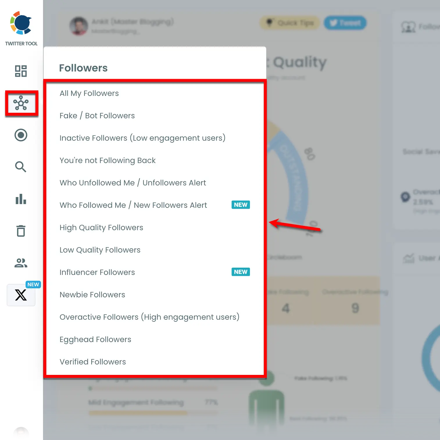 Circleboom Followers Submenu