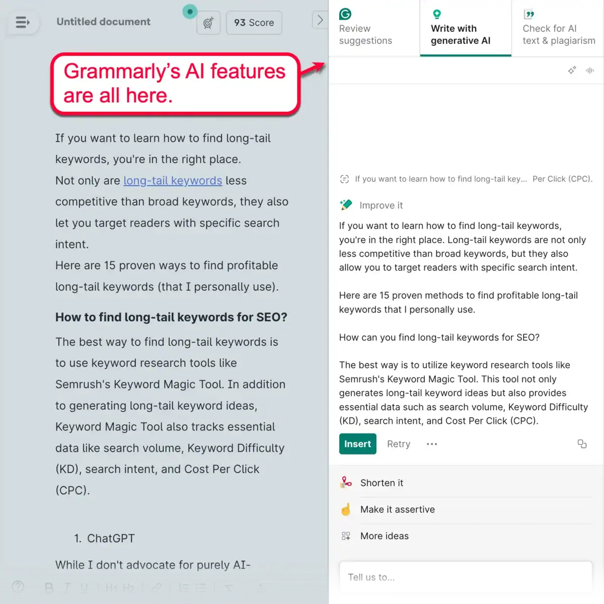 Grammarly AI Features