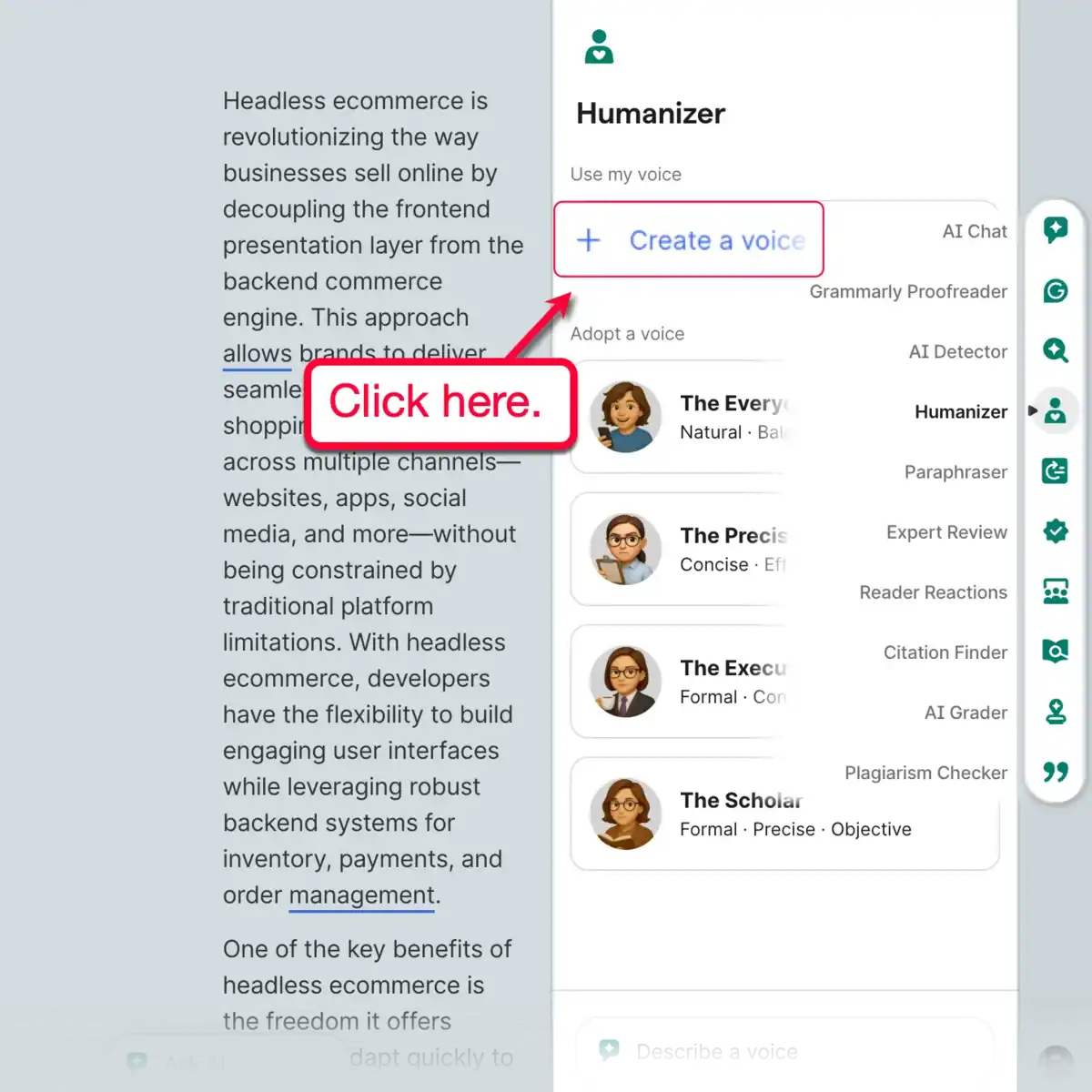 Humanizer Create a Voice Button