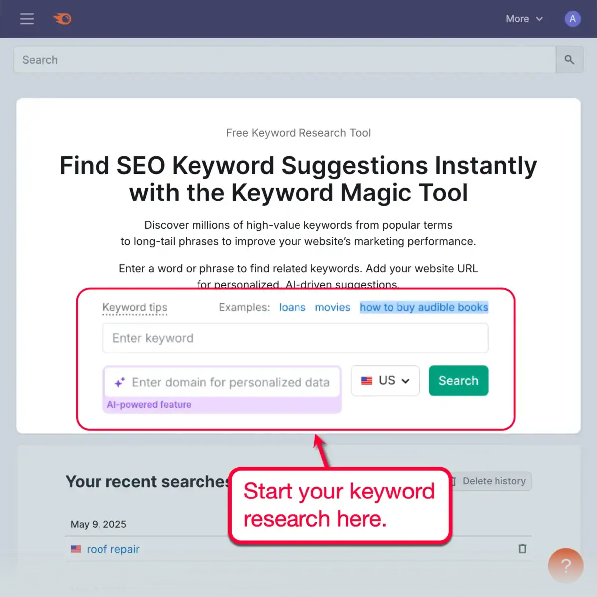 Keyword Magic Tool