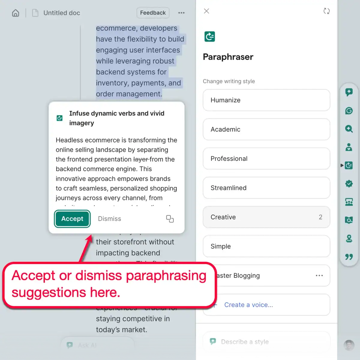 Paraphraser Suggestions