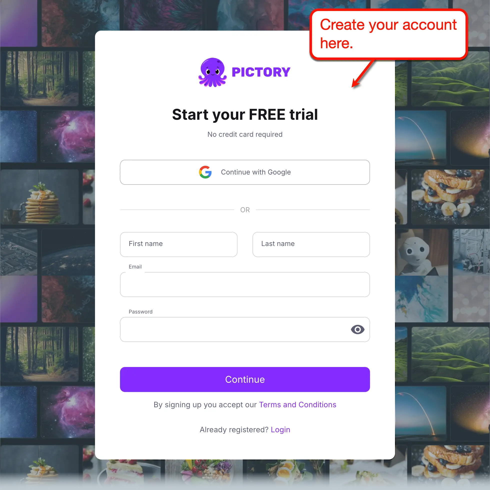 Create Pictory Account