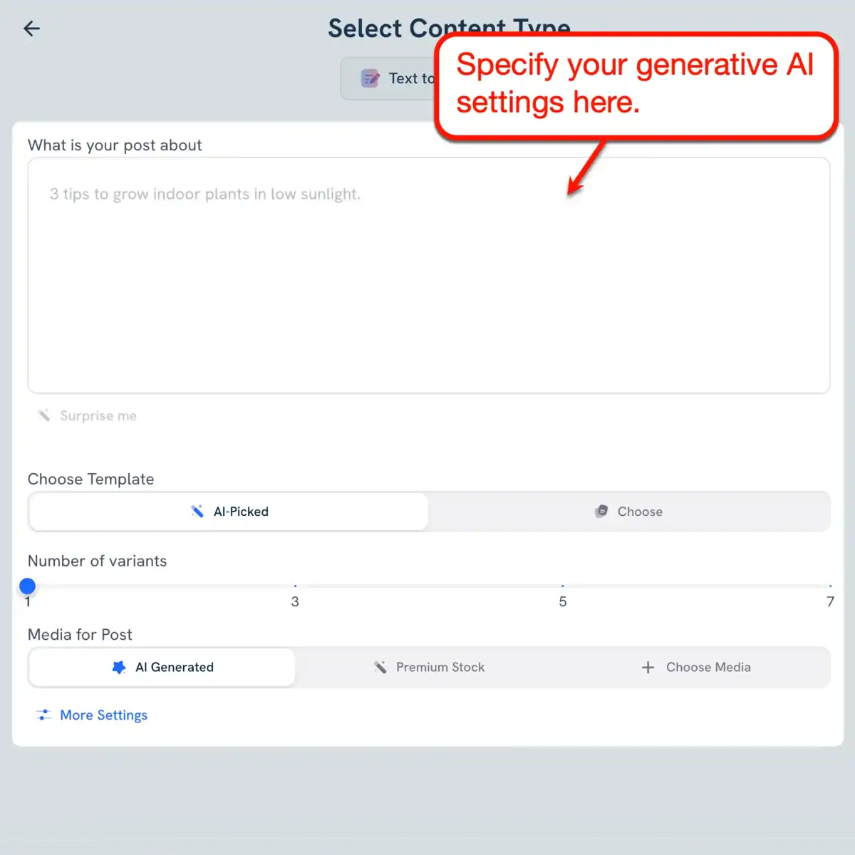 Predis.ai Generative AI Page