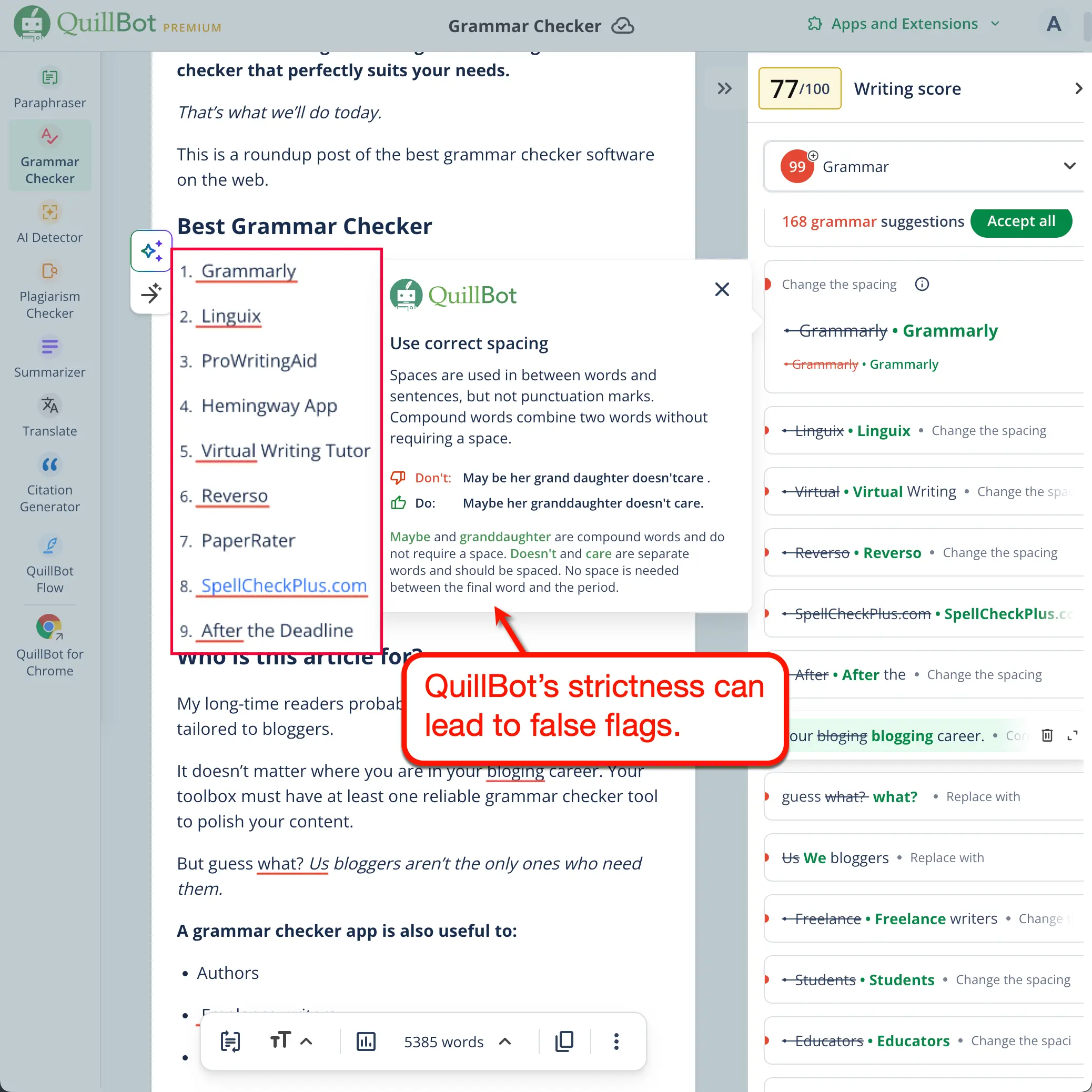 QuillBot False Flags
