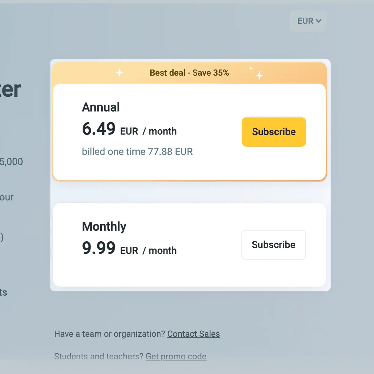 Reverso Premium Pricing