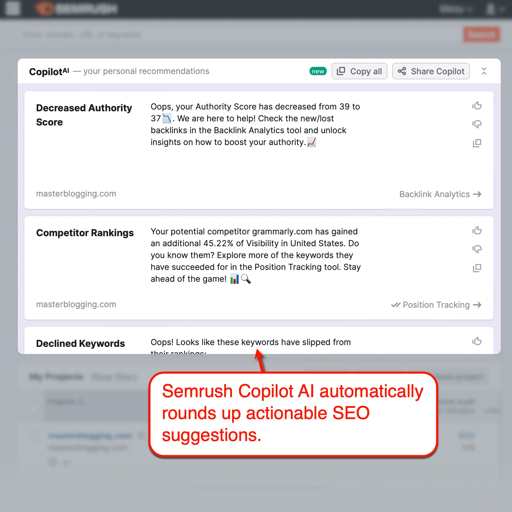 Semrush Copilot AI