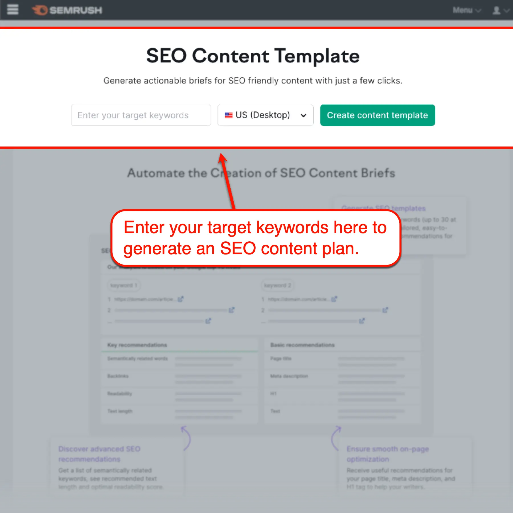 Semrush SEO Content Template