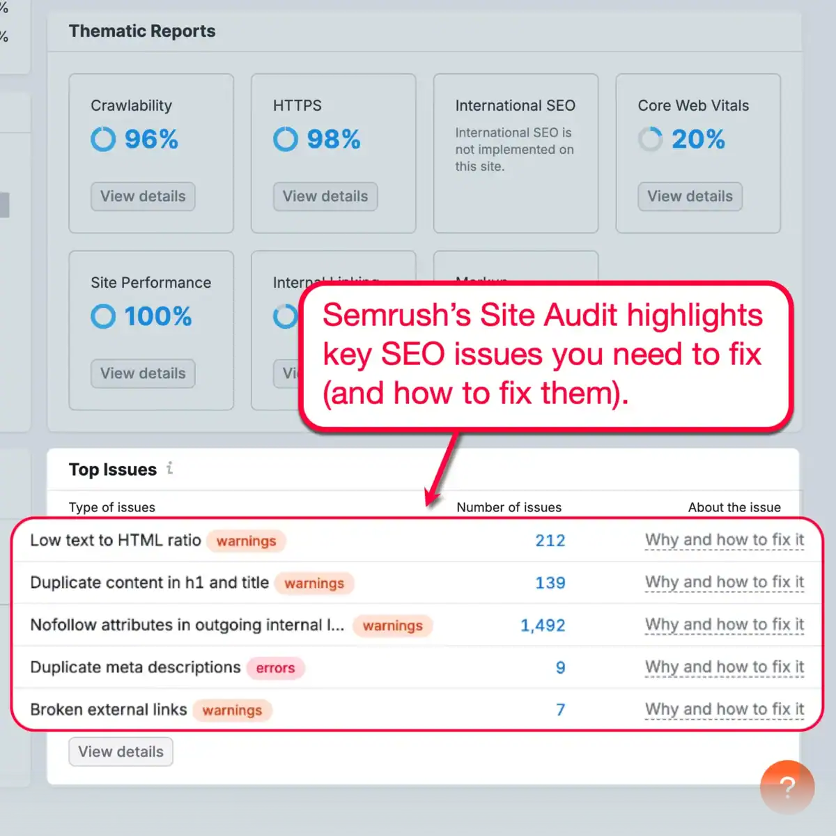 Site Audit Report Top Issues