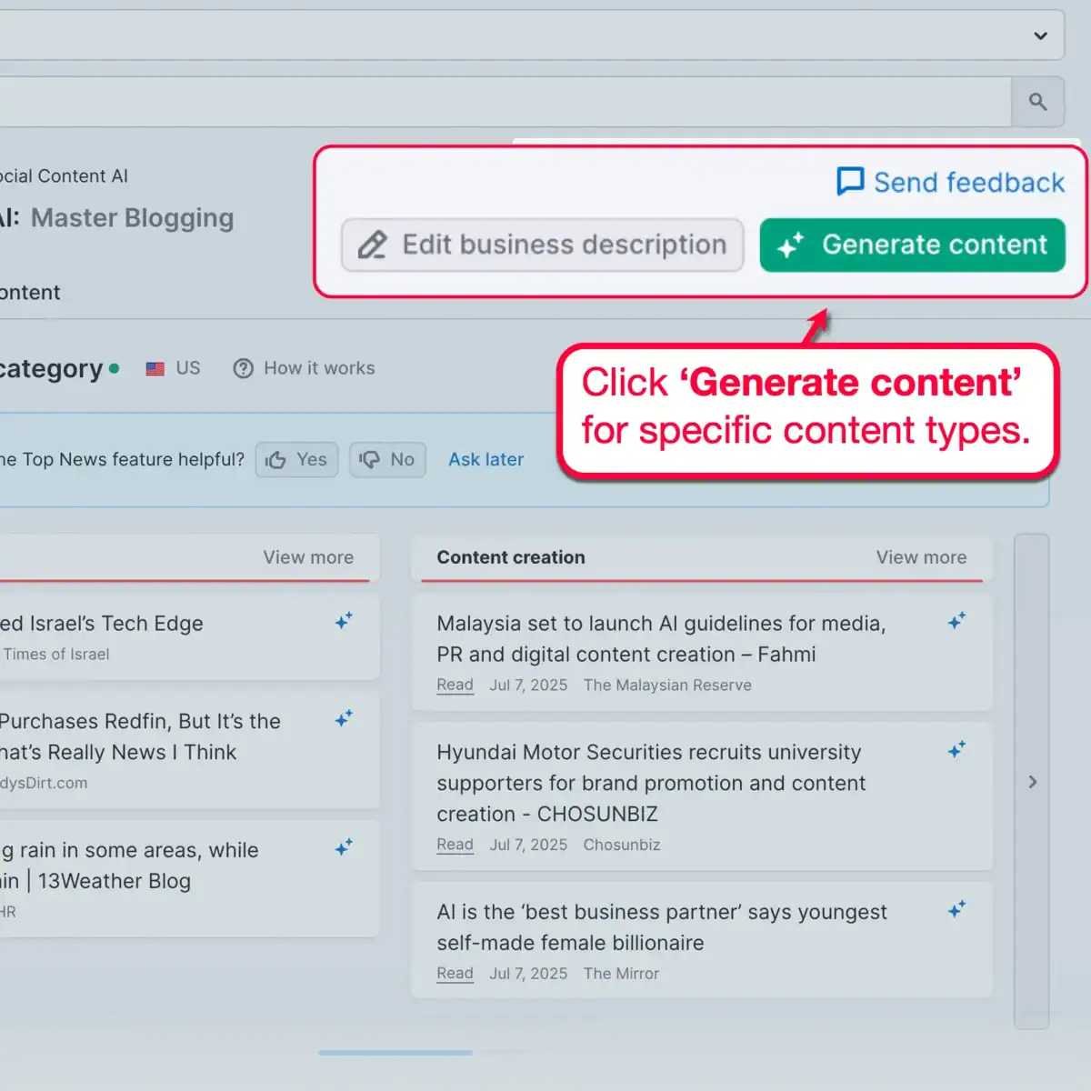 Generate Specific Content Types from Semrush Social Toolkit