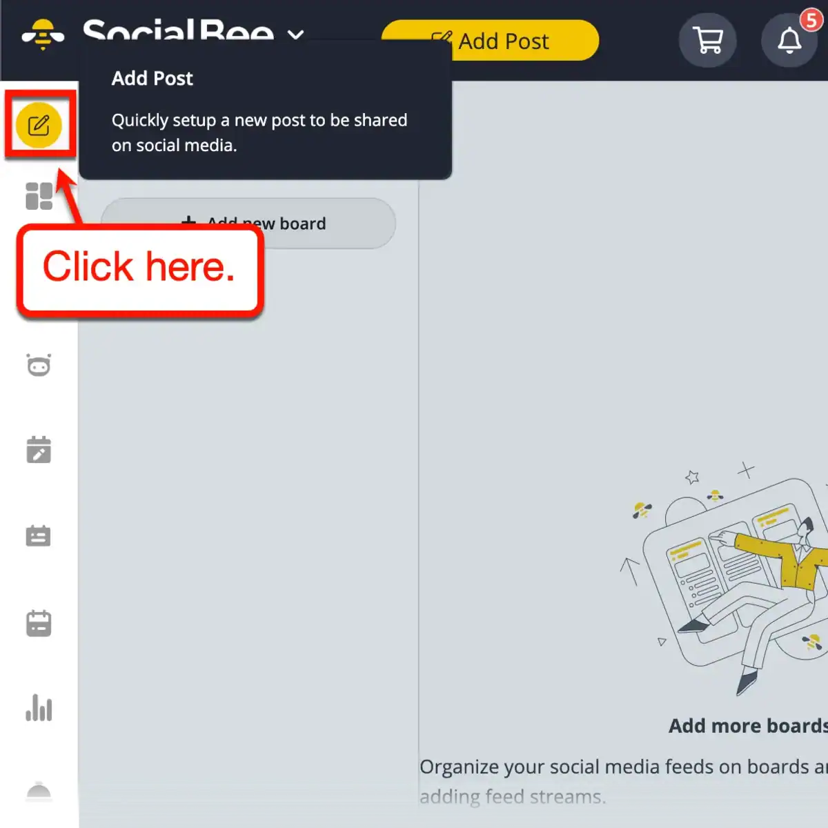 SocialBee Add Post Button