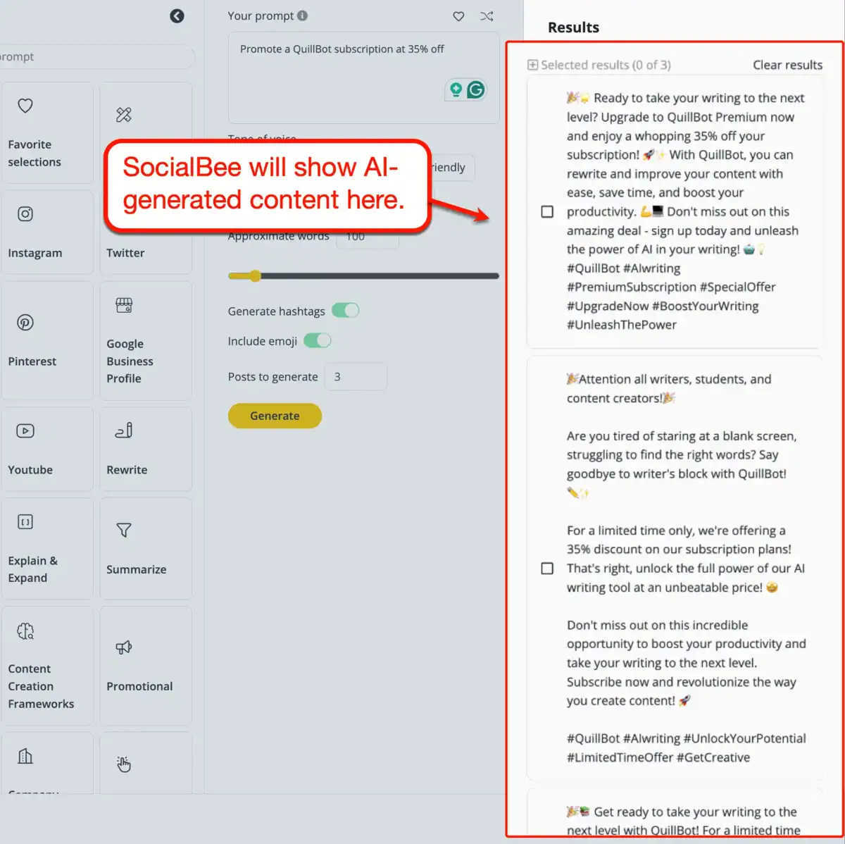 SocialBee AI Test Output