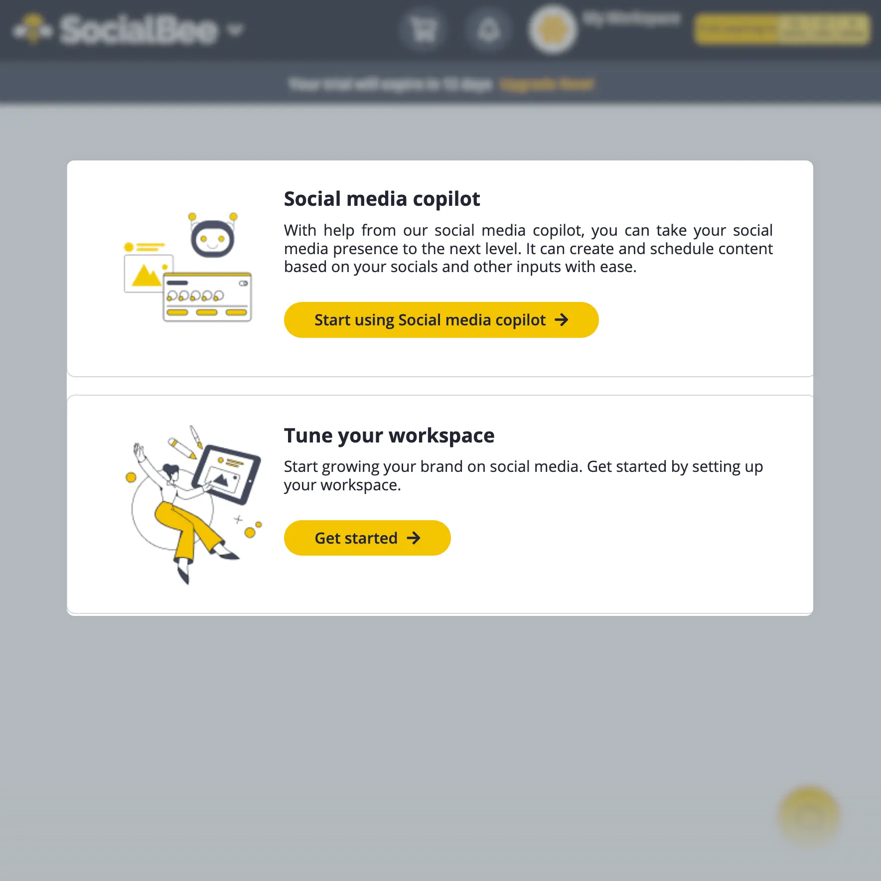 SocialBee setup page