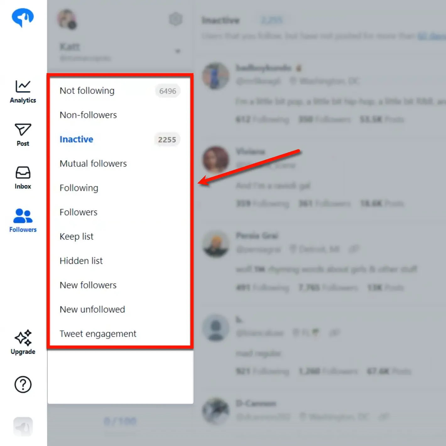 SocialDog follower management lists