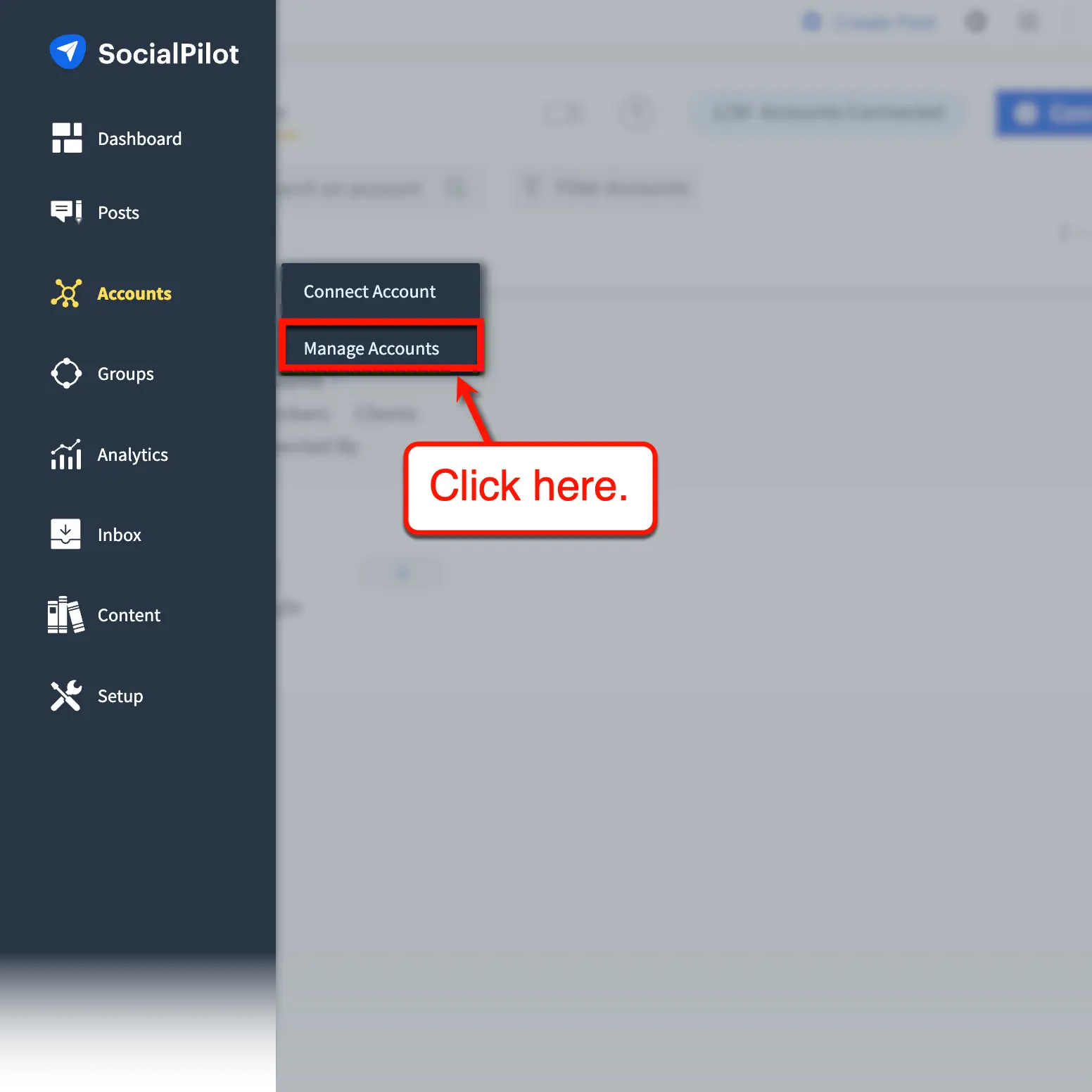 SocialPilot account management menu