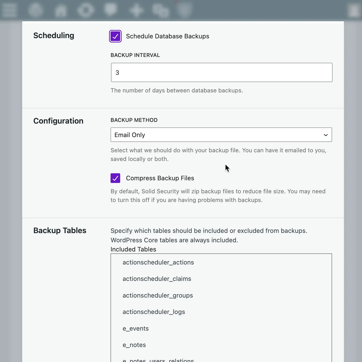 SolidWP Database Backups