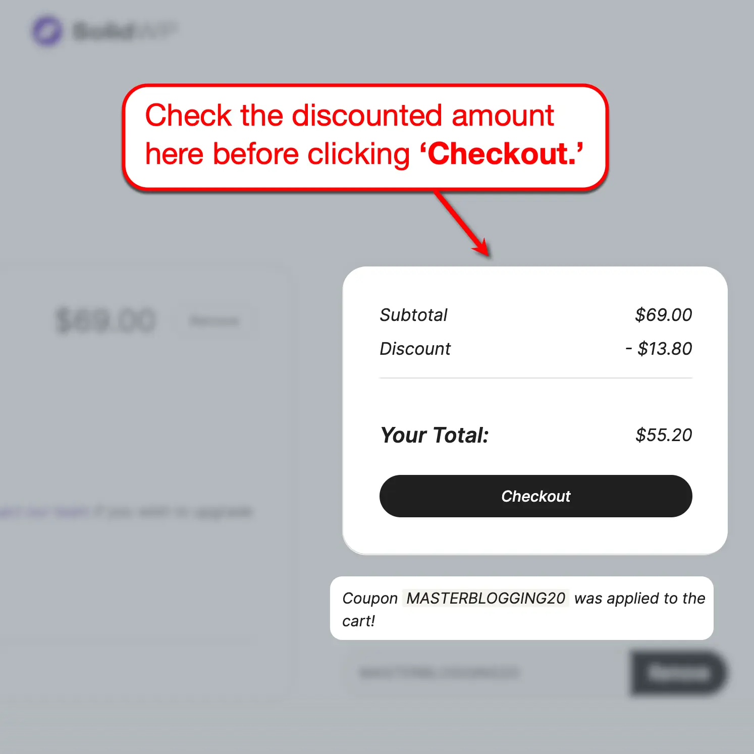 SolidWP Checkout Discount Amount