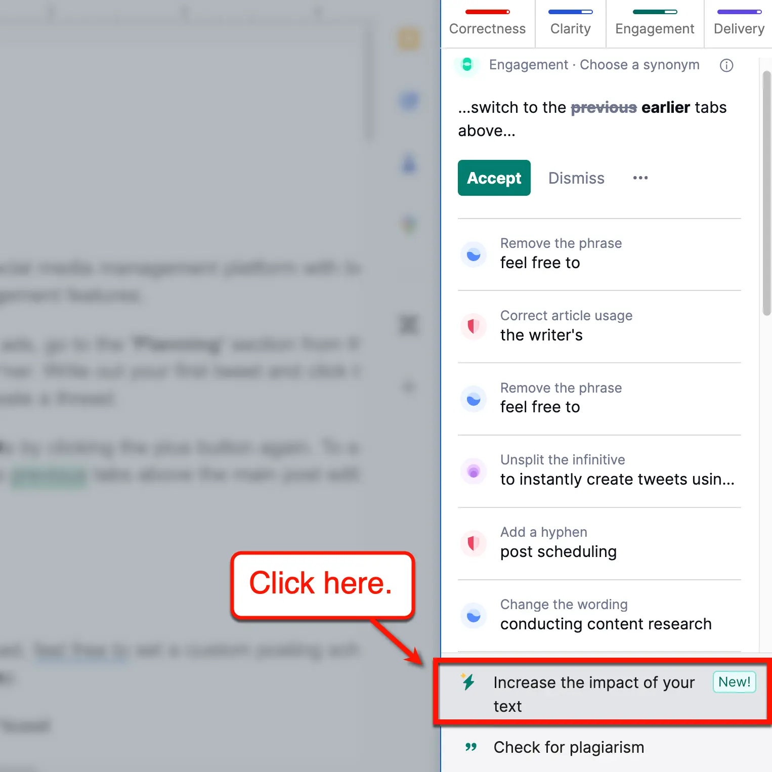 Grammarly Strategic Suggestions Button