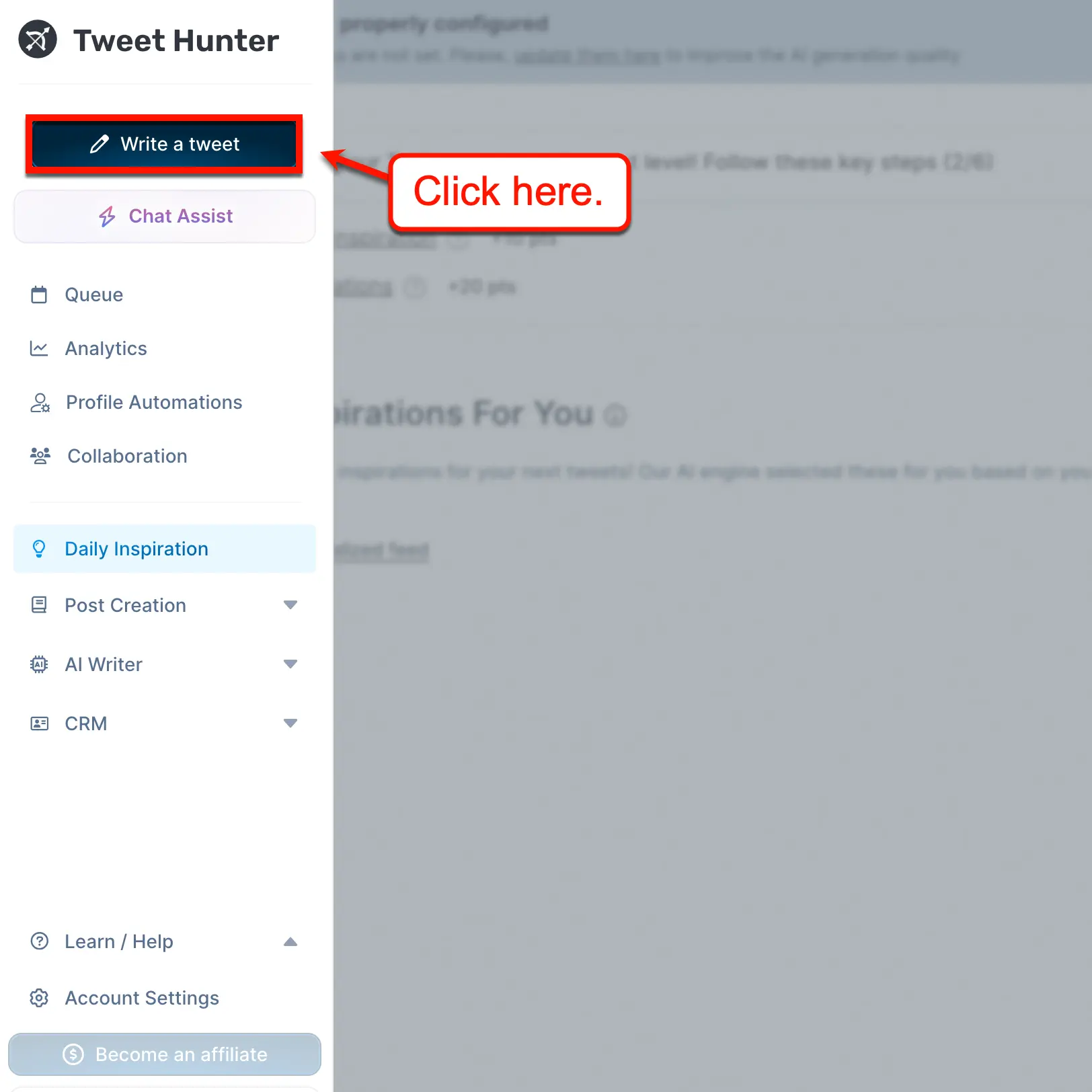 Tweet Hunter Write a Tweet button