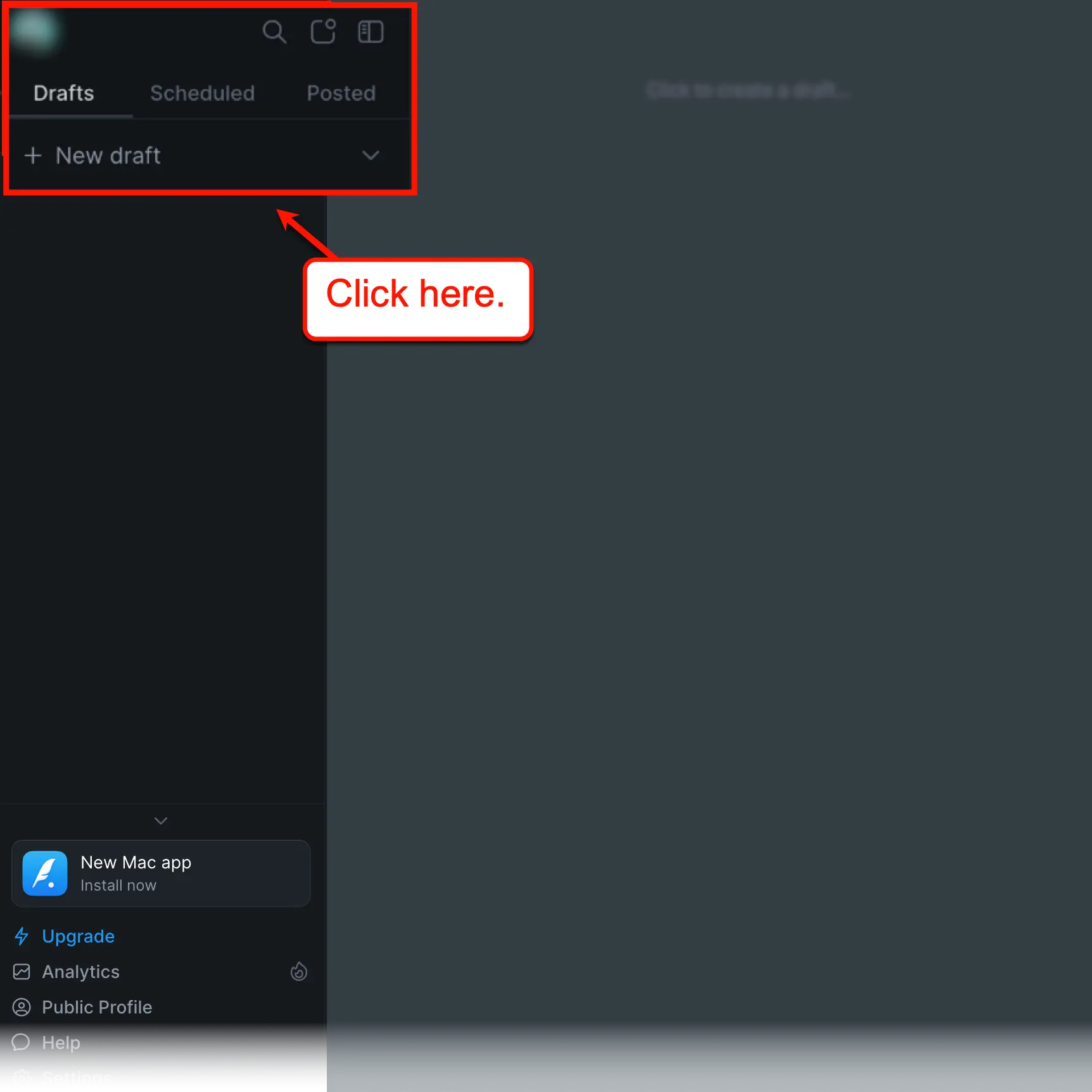 Typefully New Draft button