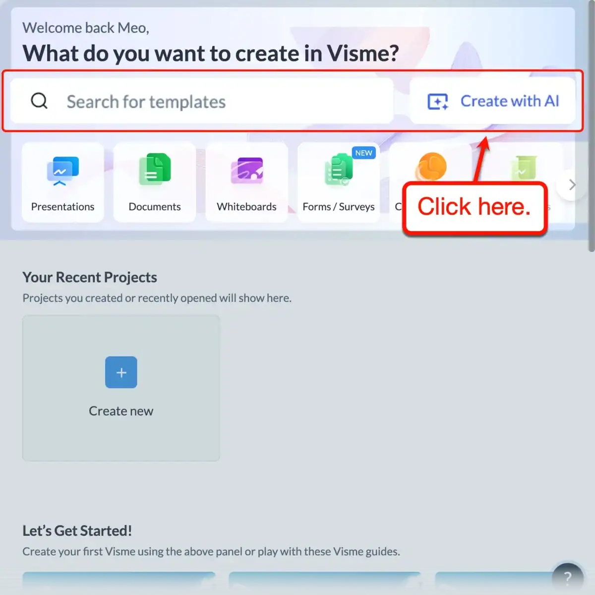 Visme Create with AI Button