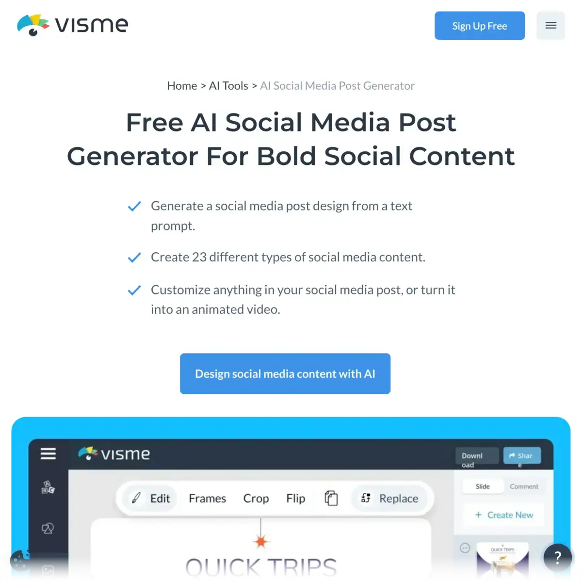 Visme Homepage
