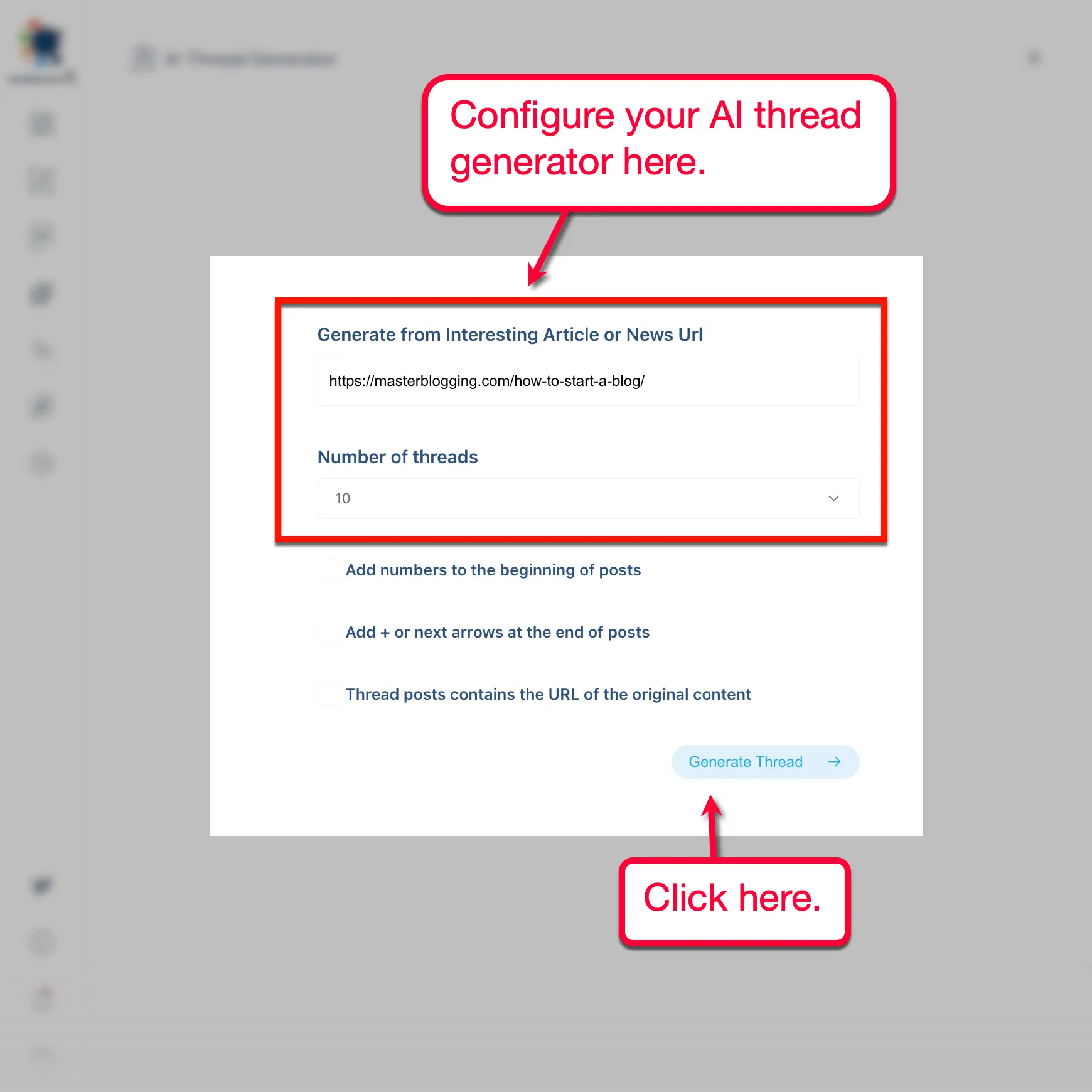 AI Thread Generator Settings